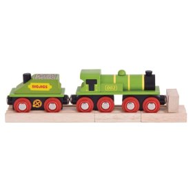 Locomotive Bigjigs Rail Green avec tender + 3 rails, Bigjigs Rail
