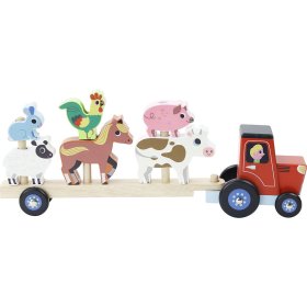 Vilac Tracteur en bois avec animaux attachables, Vilac
