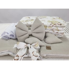 Lit en osier blanc avec équipement pour bébé - Fleurs de coton, Ourbaby®