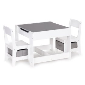 Ensemble table enfant et 2 chaises grises, EcoToys