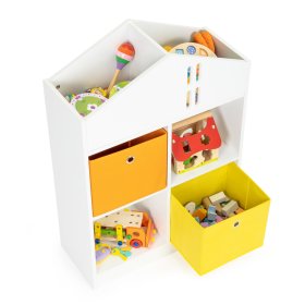 Bibliothèque de maison avec boîtes de rangement