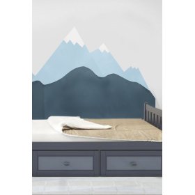 Mousse de protection pour le mur derrière le lit Montagnes - bleu