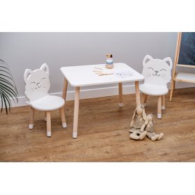 Table enfant avec chaises - Chat - blanc, Ourbaby®