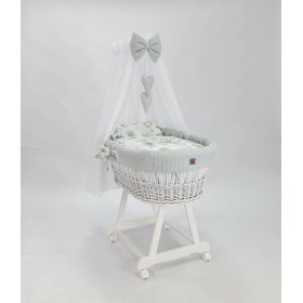 Lit en osier blanc avec équipement pour bébé - Hérisson, Ourbaby®