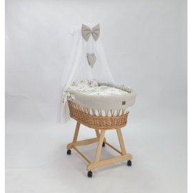 Lit en osier avec équipement pour bébé - Fleurs de coton, Ourbaby®
