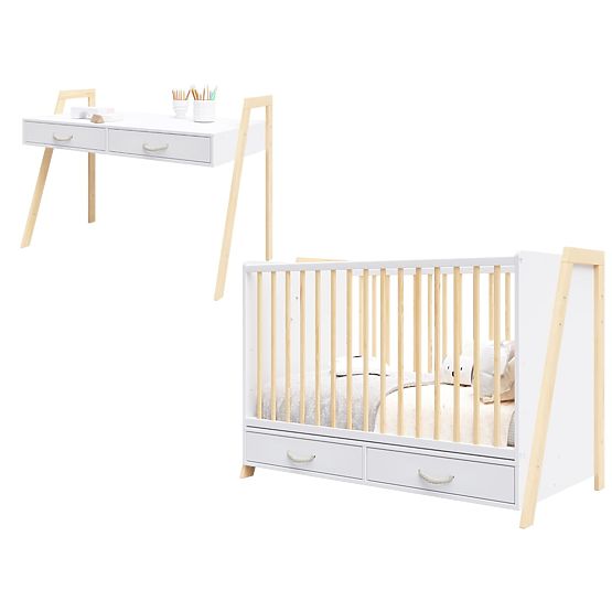 Lit bébé et bureau 2 en 1 CONE 120x60 - SCANDI