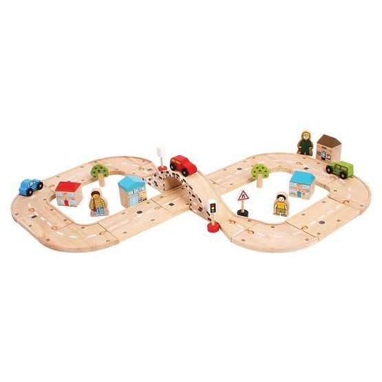 Bigjigs Rail Piste de voiture en forme de huit en bois