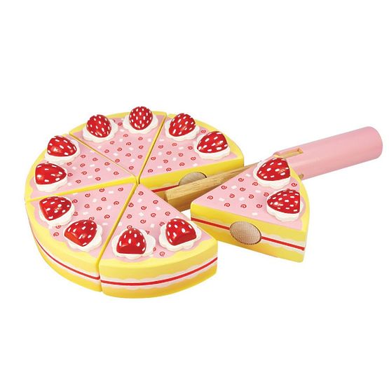 Bigjigs Toys Gâteau en tranches de bois avec fraises