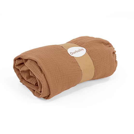 Drap-housse en mousseline Ourbaby 140x70 cm - toffee