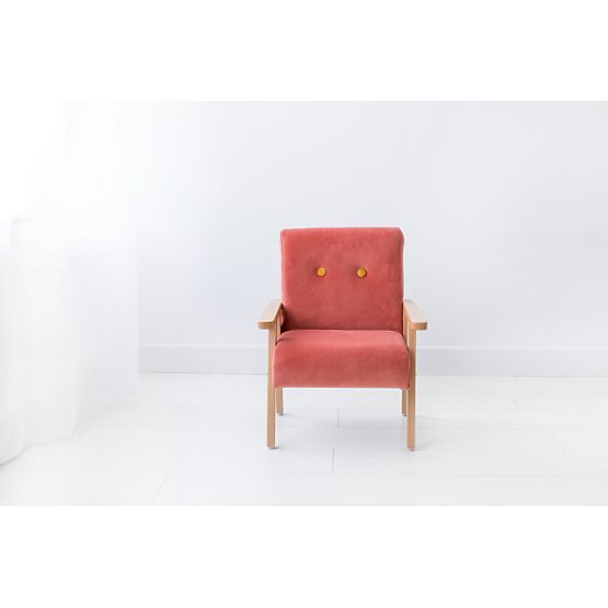 Fauteuil enfant rétro Velours - corail