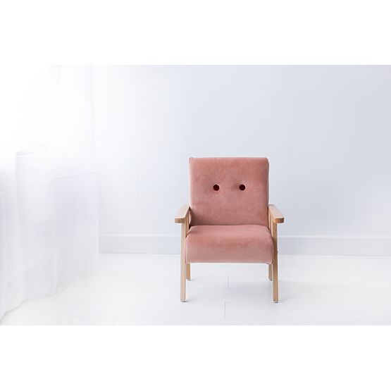 Fauteuil enfant rétro Velours - saumon