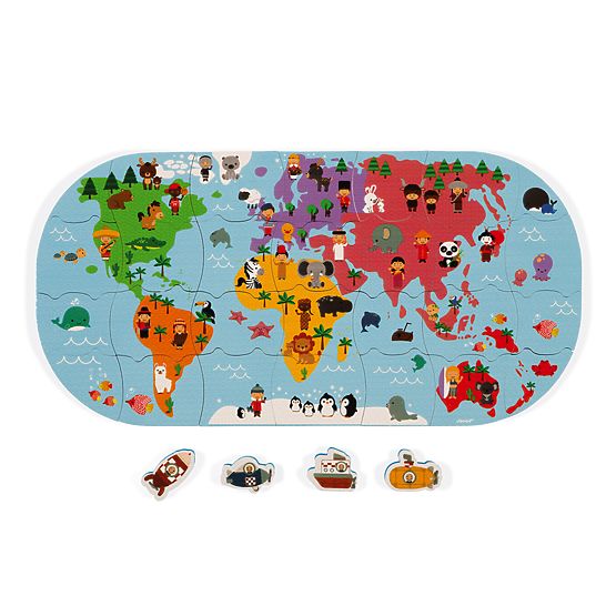 Janod Jouet de bain puzzle Carte du monde 28 pcs