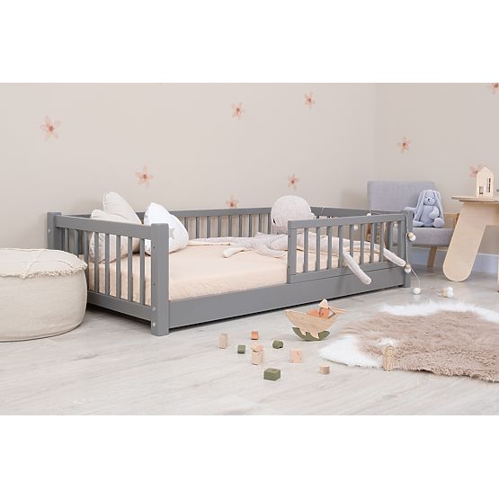 Lit enfant bas Montessori Ourbaby - gris