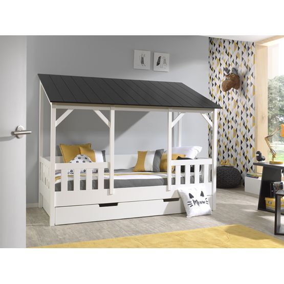 Lit enfant en forme de maison Charlotte - noir