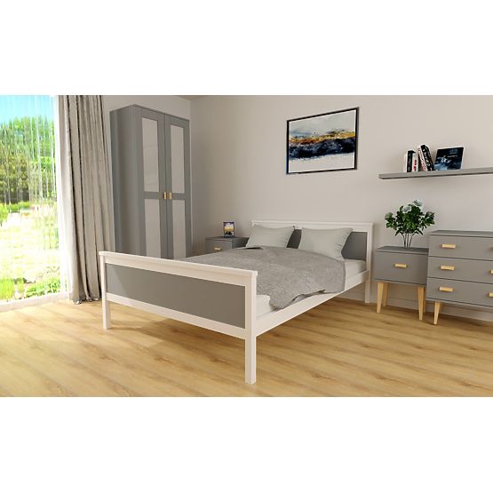 Lit en bois Ikar 200 x 120 cm - gris et blanc