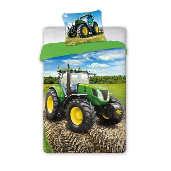 Literie enfant 140x200 cm + 70x90 cm Tracteur vert