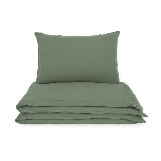 Parure de lit en mousseline Ourbaby 135x100 + 40x60 cm - vert