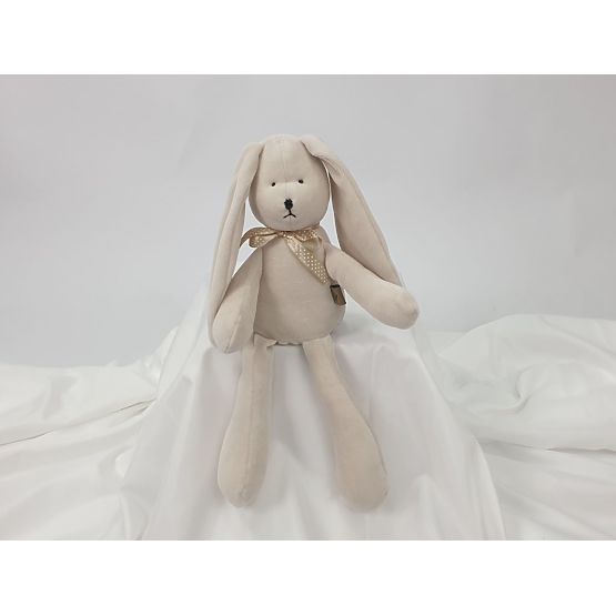 Peluche Lapin velours 35 cm - beige