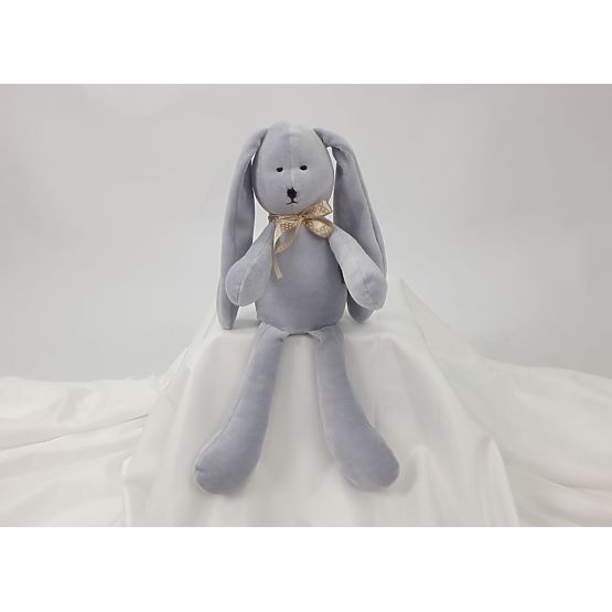 Peluche Lapin velours 35 cm - gris