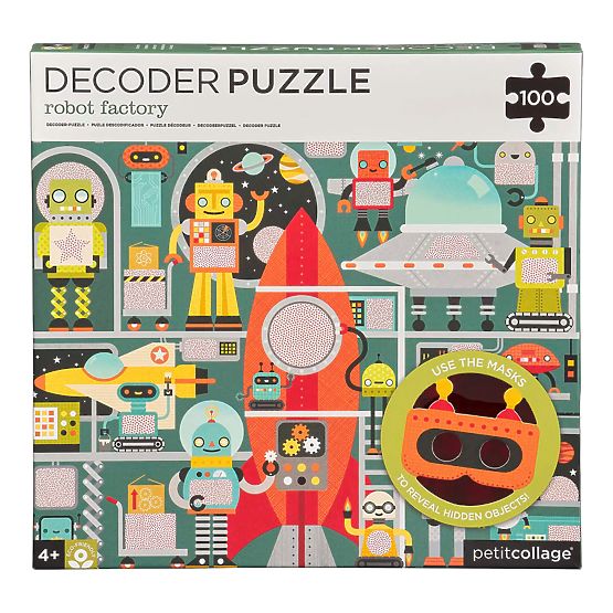 Petit Collage Puzzle robots 100 pcs avec lunettes 3D