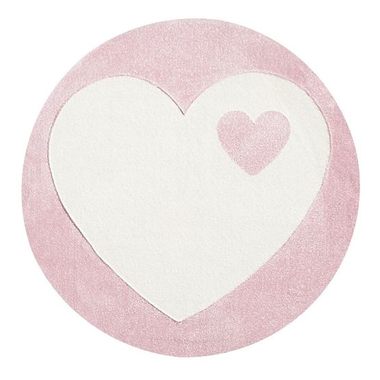 Pour enfants rond tapis amoureux blanc - rose