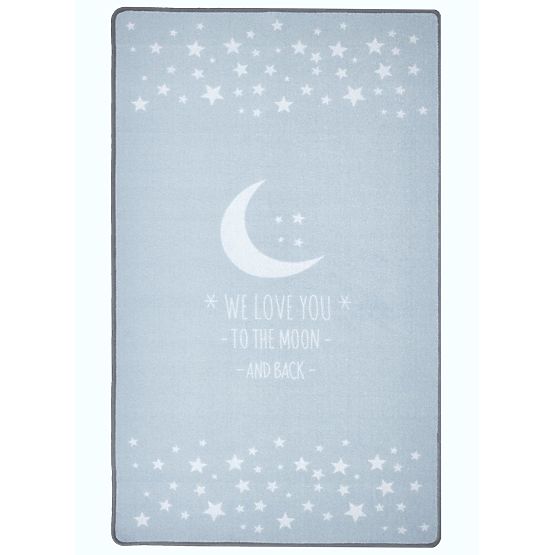 Pour enfants tapis LOVE YOU MOON bleu clair / blanc