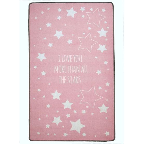 Pour enfants tapis LOVE YOU STARS rose / blanc