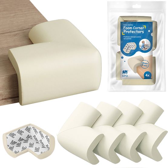 SIPO Mousse de protection pour coins de meubles, beige - 4 pcs