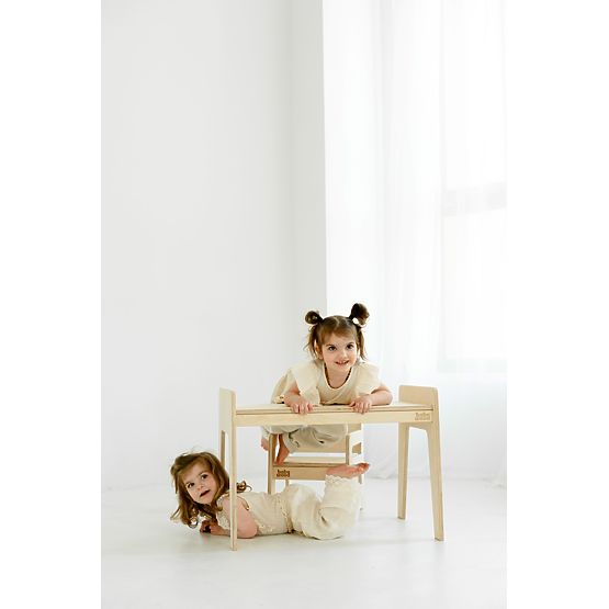 Table et chaise en bois pour enfants S/M - naturel