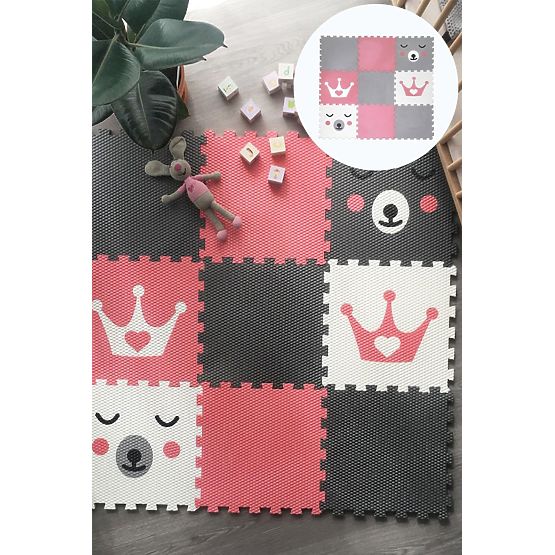 Tapis de jeu en mousse 9 pcs - Ours en peluche et couronne