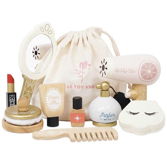 Trousse de maquillage avec accessoires en bois