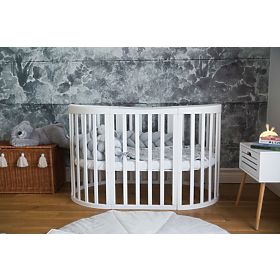 Lit de bébé évolutif ovale Ruby 7-en-1 - blanc, Waldin