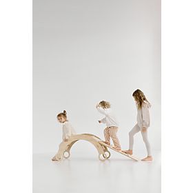 Balançoire Montessori en bois avec toboggan/mur d'escalade M - naturel, baby wood