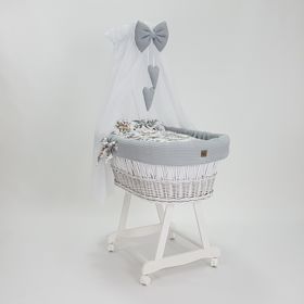 Berceau en osier blanc avec équipement pour bébé - Animaux de la forêt, Ourbaby®