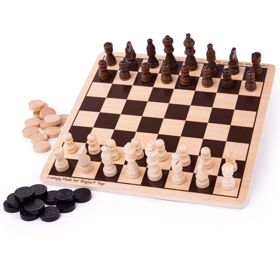 Bigjigs Toys Échecs et dames en bois