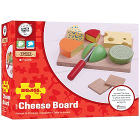 Bigjigs Toys Ensemble de fromages alimentaires en bois sur une assiette, Bigjigs Toys