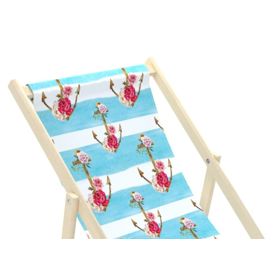 Chaise de plage Ancres avec fleurs - bleu-blanc, Chill Outdoor