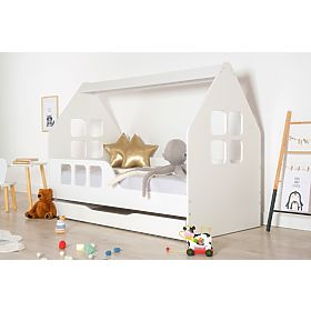 Lit cabane Woody 160 x 80 cm - blanc, Wooden Toys