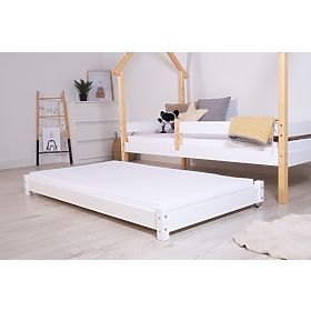 Lit gigogne extensible Vario avec matelas en mousse - blanc, Litdrew