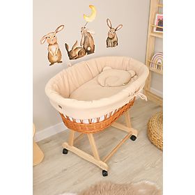 Berceau en osier avec équipement pour bébé - beige, Ourbaby®