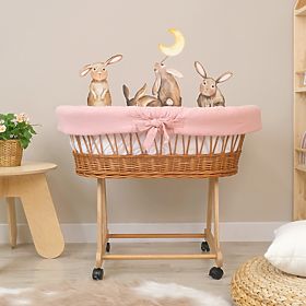 Berceau en osier avec équipement pour bébé - vieux rose, Ourbaby®