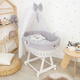 Lit en osier blanc avec équipement pour bébé - Hérisson, Ourbaby®