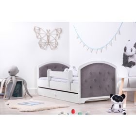 Lit rembourré Luna avec barrière - gris foncé, BabyBoo