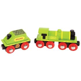 Locomotive Bigjigs Rail Green avec annexe + 3 voies, Bigjigs Rail