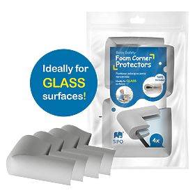 SIPO Protections d'angle en mousse pour surfaces vitrées, gris - 4 pcs, Sipo