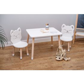 Table pour enfants avec chaises - Chat - blanc