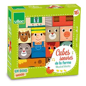 Vilac Cubes sonores en bois Ferme, Vilac